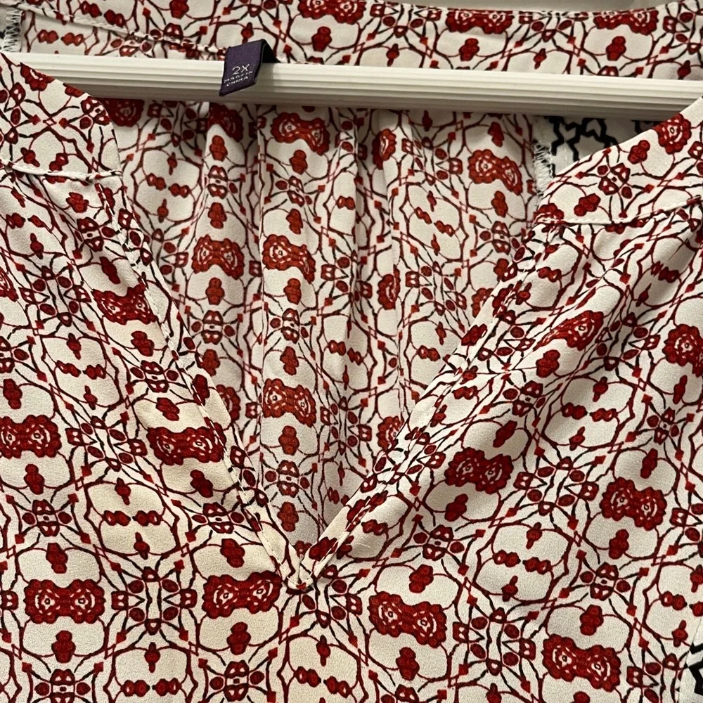 NYDJ Red Floral Print Boho Blouse - Picture 3 of 7